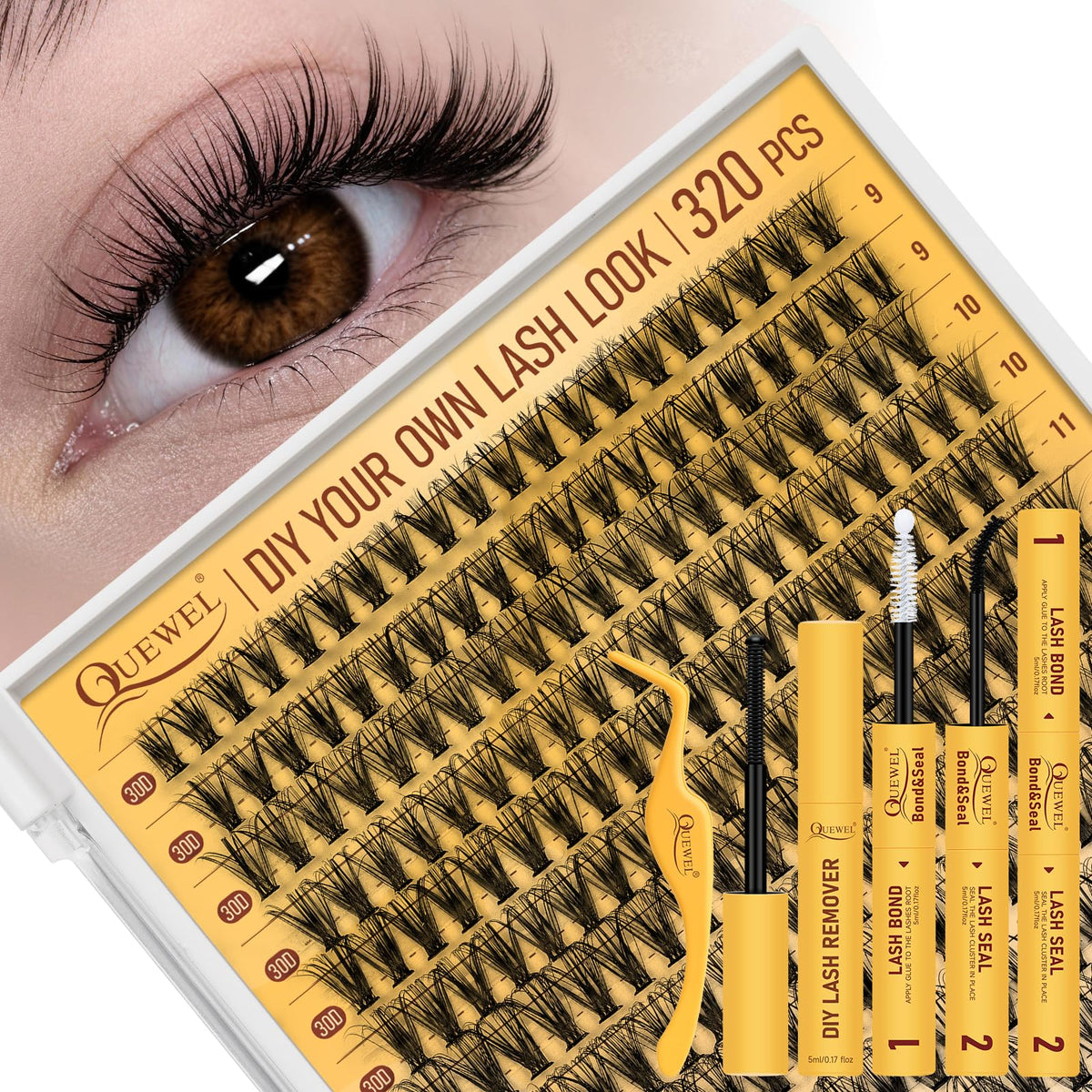 Kit de Cils en Grappes QUEWEL 320 pièces vue avant