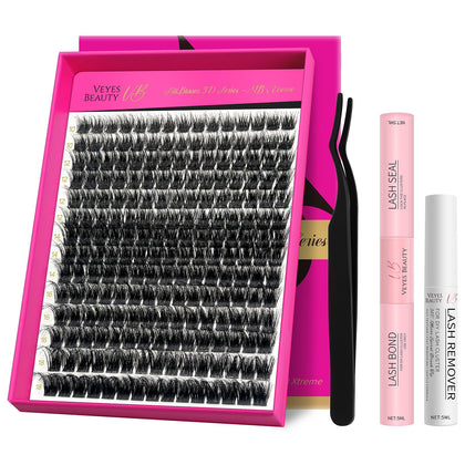 Kit de cils en grappes VEYESBEAUTY avec plateau et accessoires