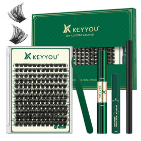 Kit de cils en panneaux KEYYOU avec 144 clusters en boîte