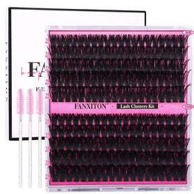 Kit de cils épais FANXITON avec 200 clusters et brosses