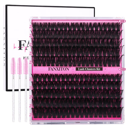 Kit de cils épais FANXITON avec 200 clusters et brosses