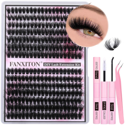 Kit de cils FANXITON avec 280 grappes et accessoires