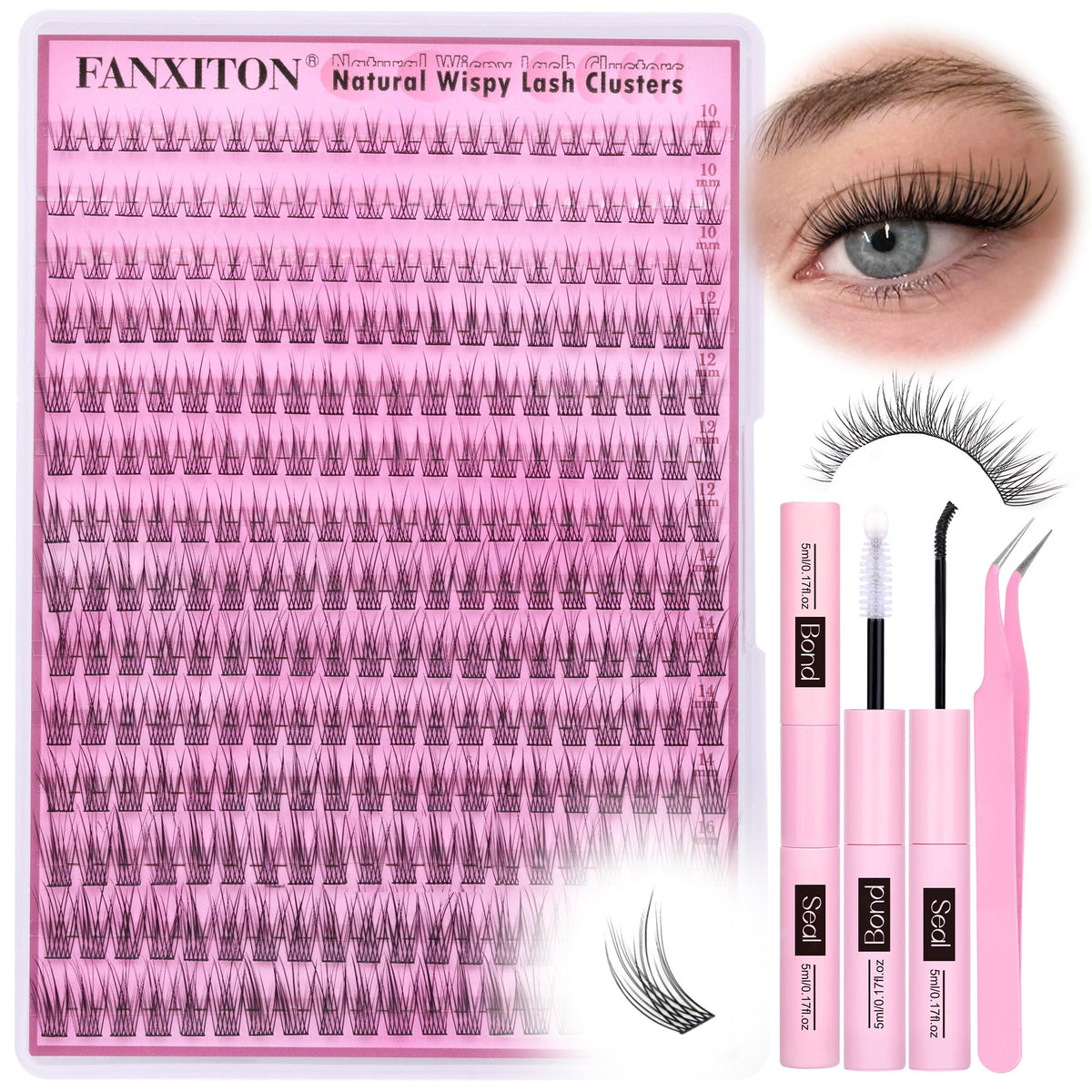Kit de cils FANXITON avec 280 pcs en version naturelle C Curl