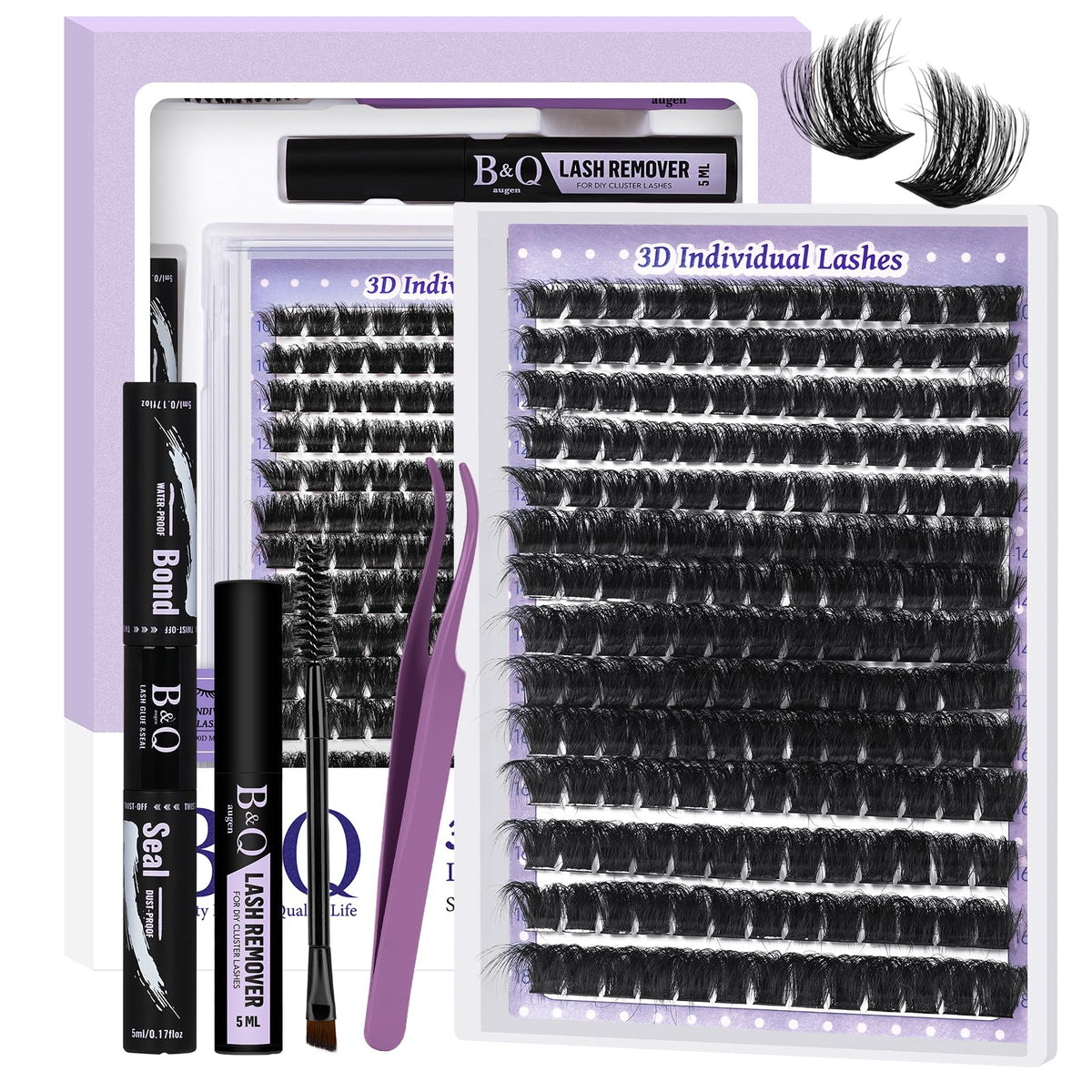 Kit de cils fluffy 3D B&Qaugen avec outils inclus
