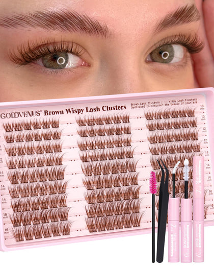 Kit de cils Goddvenus 180 PCS marron avec pince de précision
