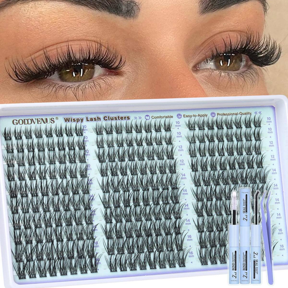Kit de cils Goddvenus avec pinces et produits d'application