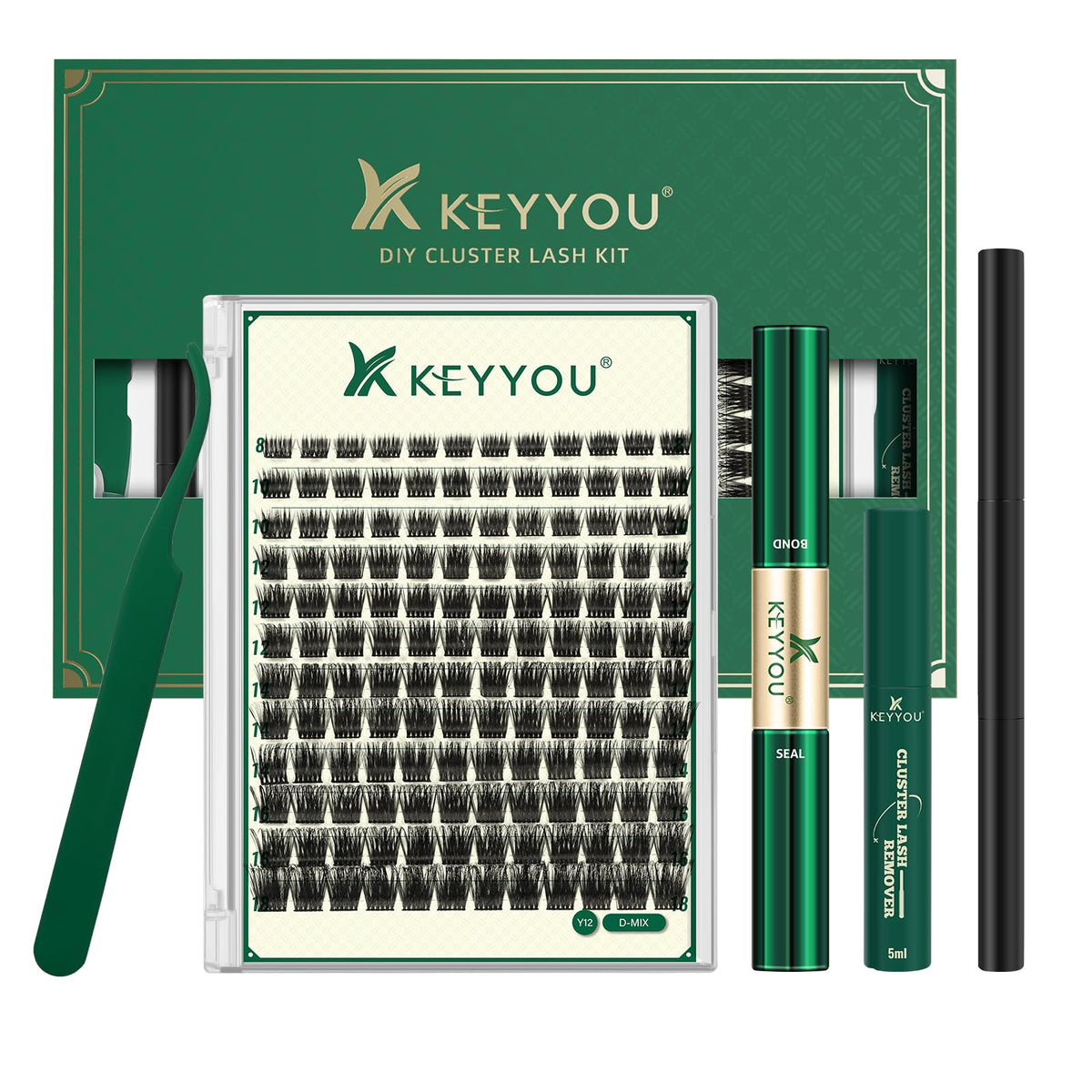 Kit de cils KEYYOU avec 144 clusters de cils en différentes longueurs