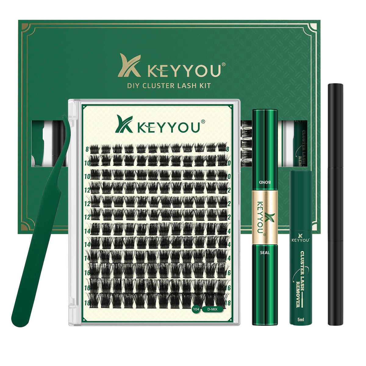Kit de cils KEYYOU avec 144 clusters et outils inclus
