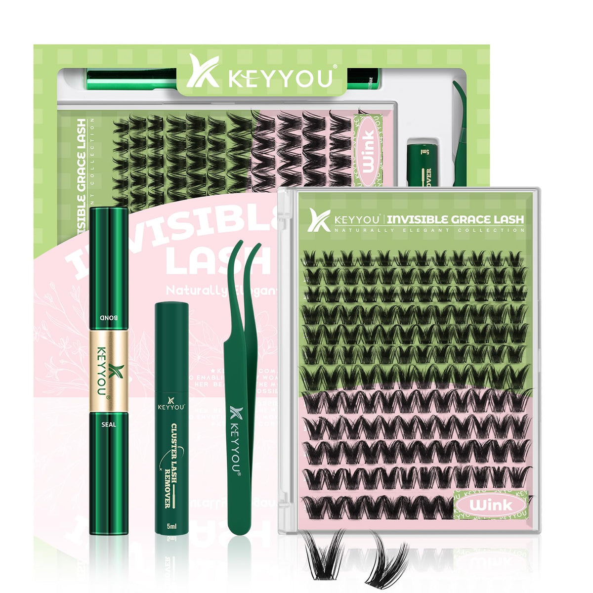 Kit de cils KEYYOU avec 144 clusters, vue de face