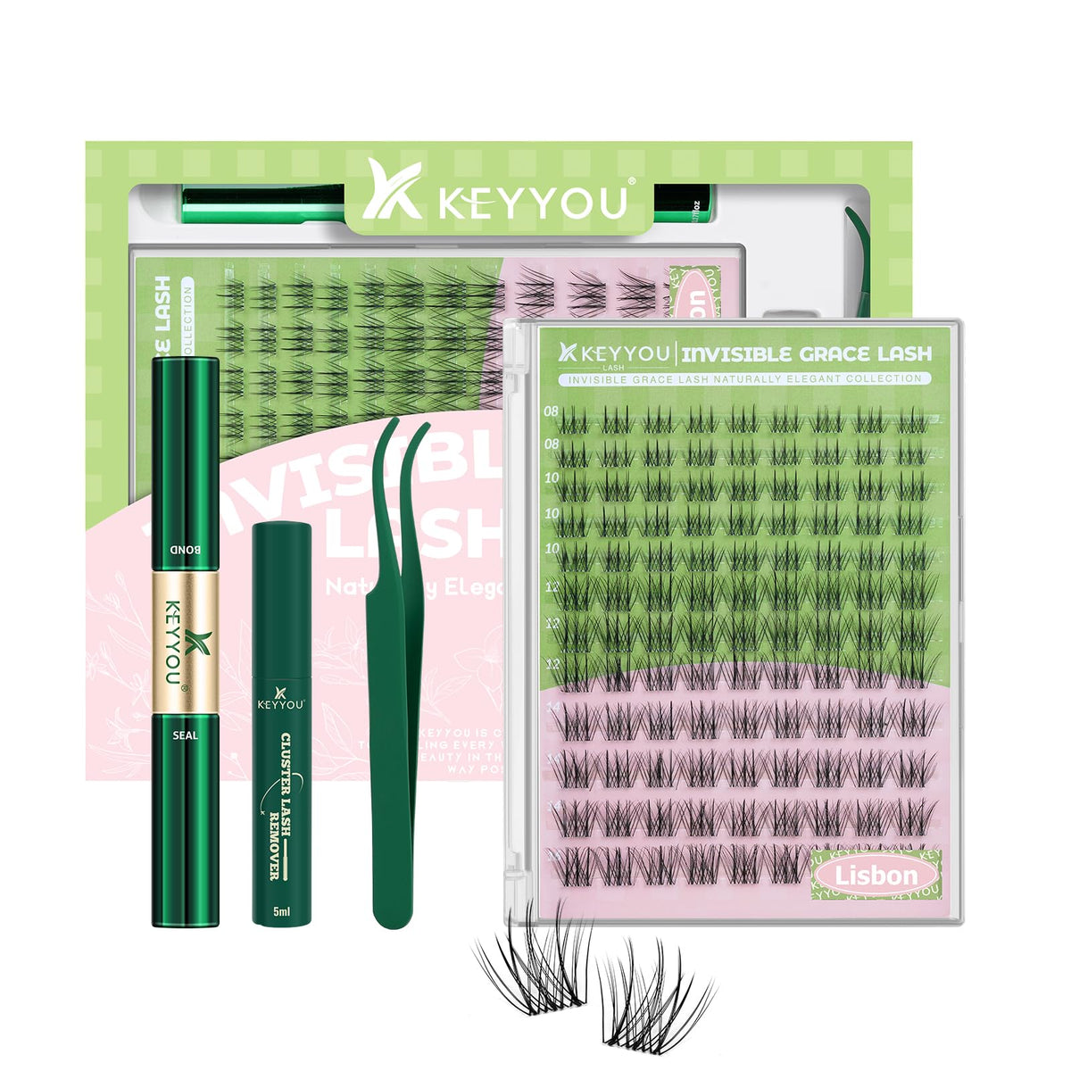 Kit de cils KEYYOU Lisbon contenant 108 pièces de cils C Curl