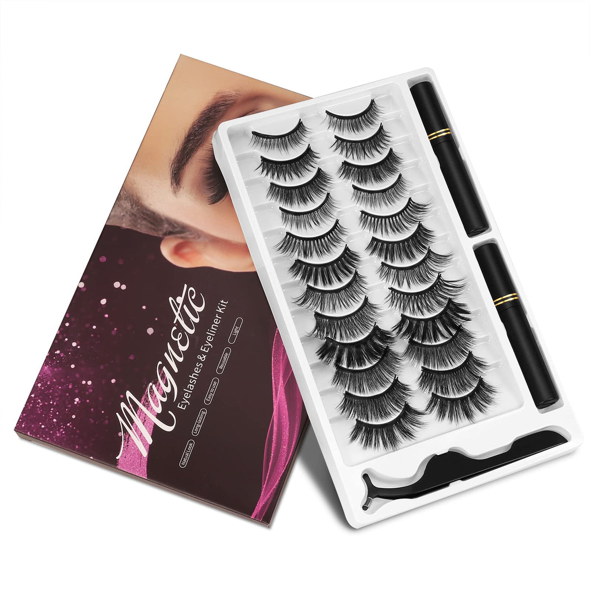 Kit de cils magnétiques KATGE avec eyeliner et pince
