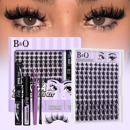 Kit de cils manga B&Qaugen vue de face avec cils colorés