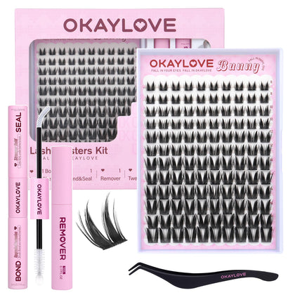 Kit de Cils Manga Bunny OKAYLOVE vue avant avec tous les accessoires