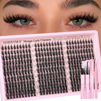 Kit de cils manga Goddvenus contenant 300 pièces avec pinces et colle