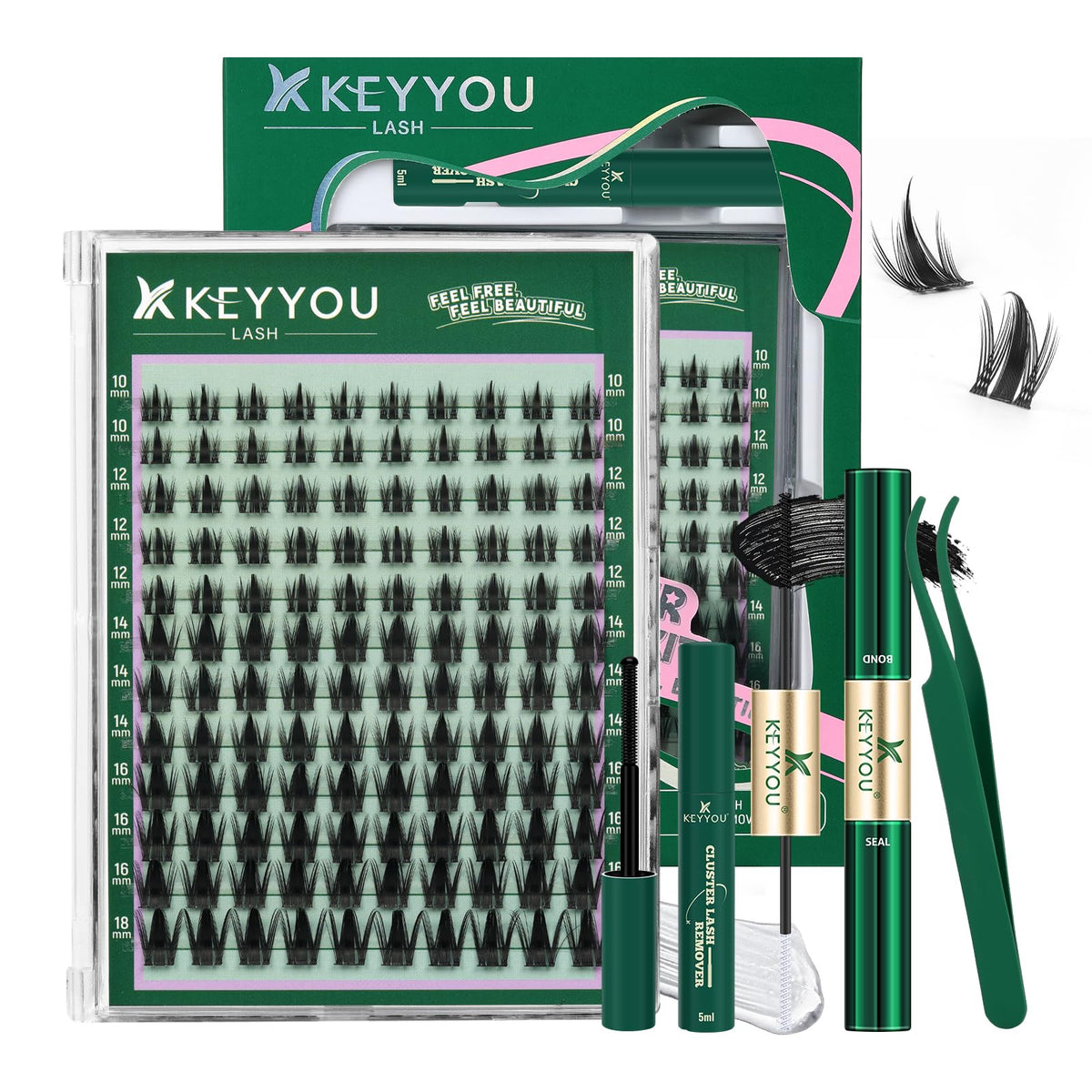 Kit de cils Manga KEYYOU avec 120 clusters de cils individuels