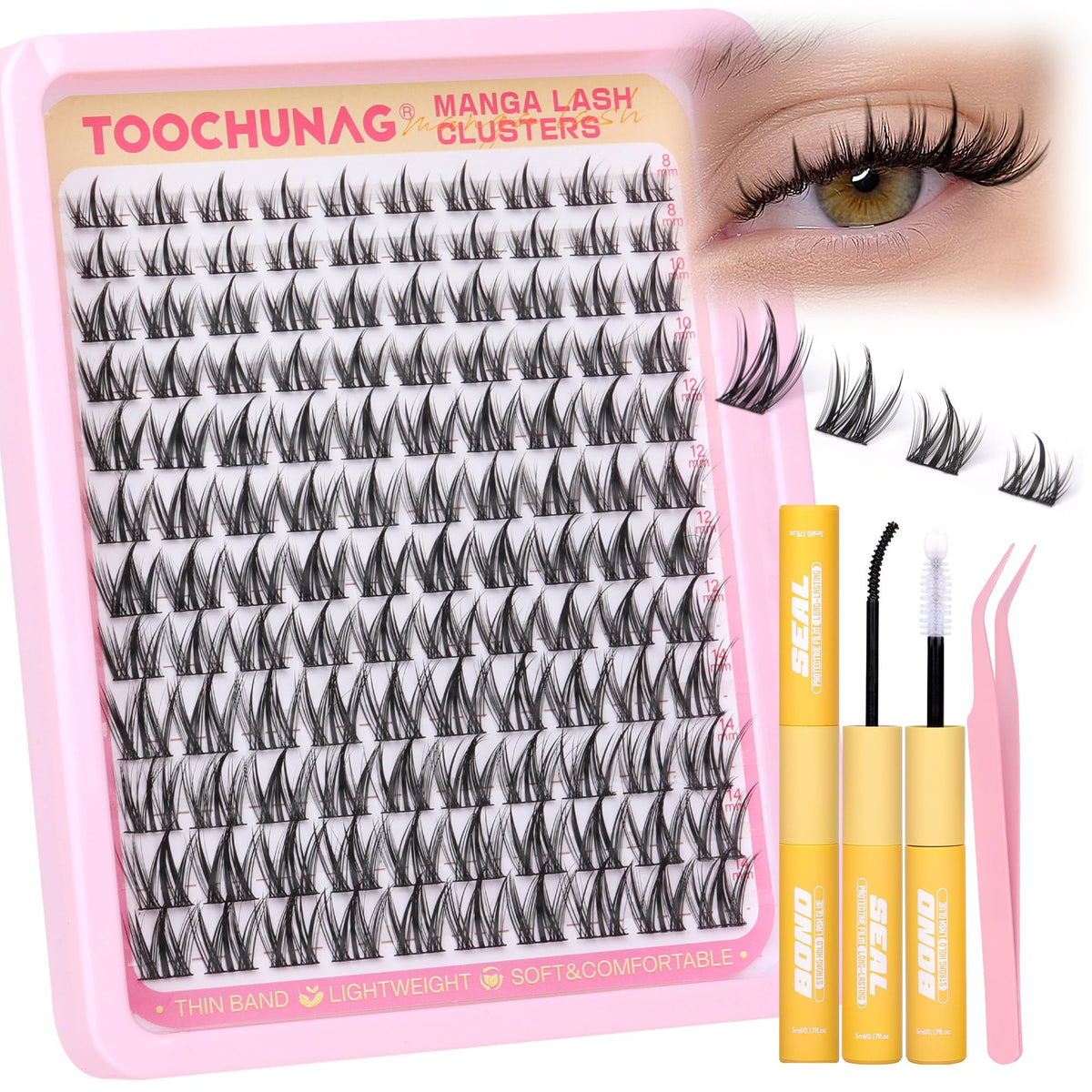Kit de cils Manga TOOCHUNAG avec 120 clusters de cils