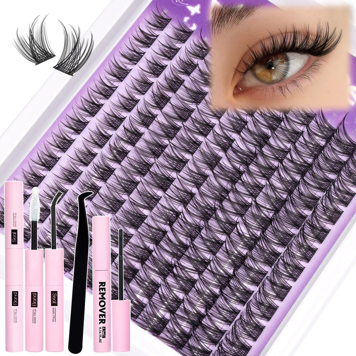 Kit de cils Mavphnee 132 pcs vue de face avec cils wispy