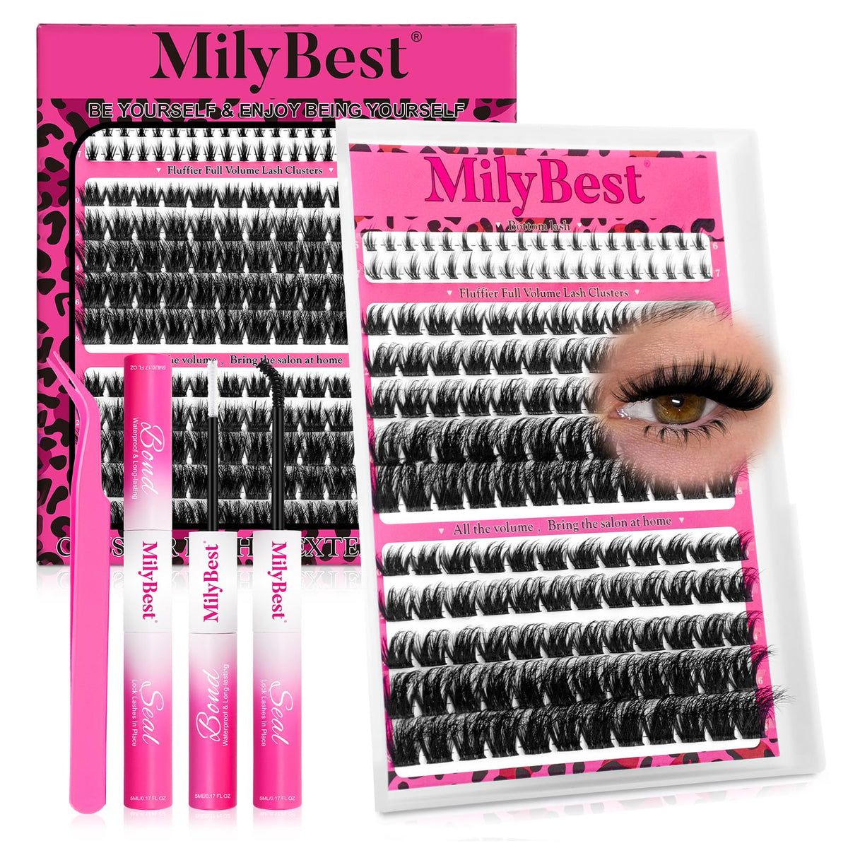 Kit de cils MilyBest avec plateau de cils spiky et accessoires