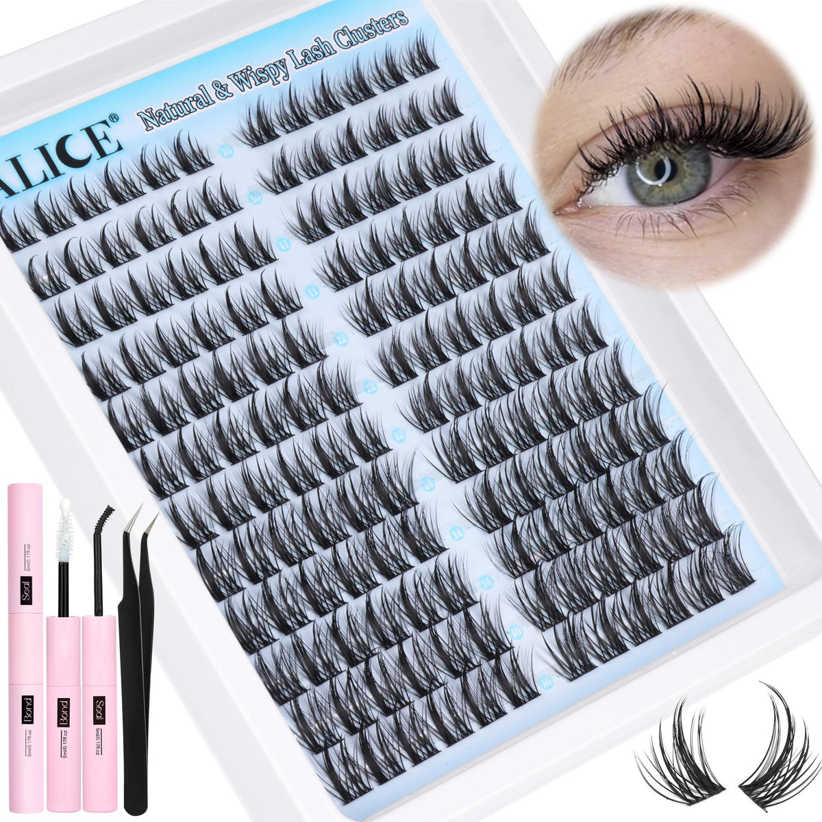 Kit de cils naturels ALICE avec 144 pièces et accessoires