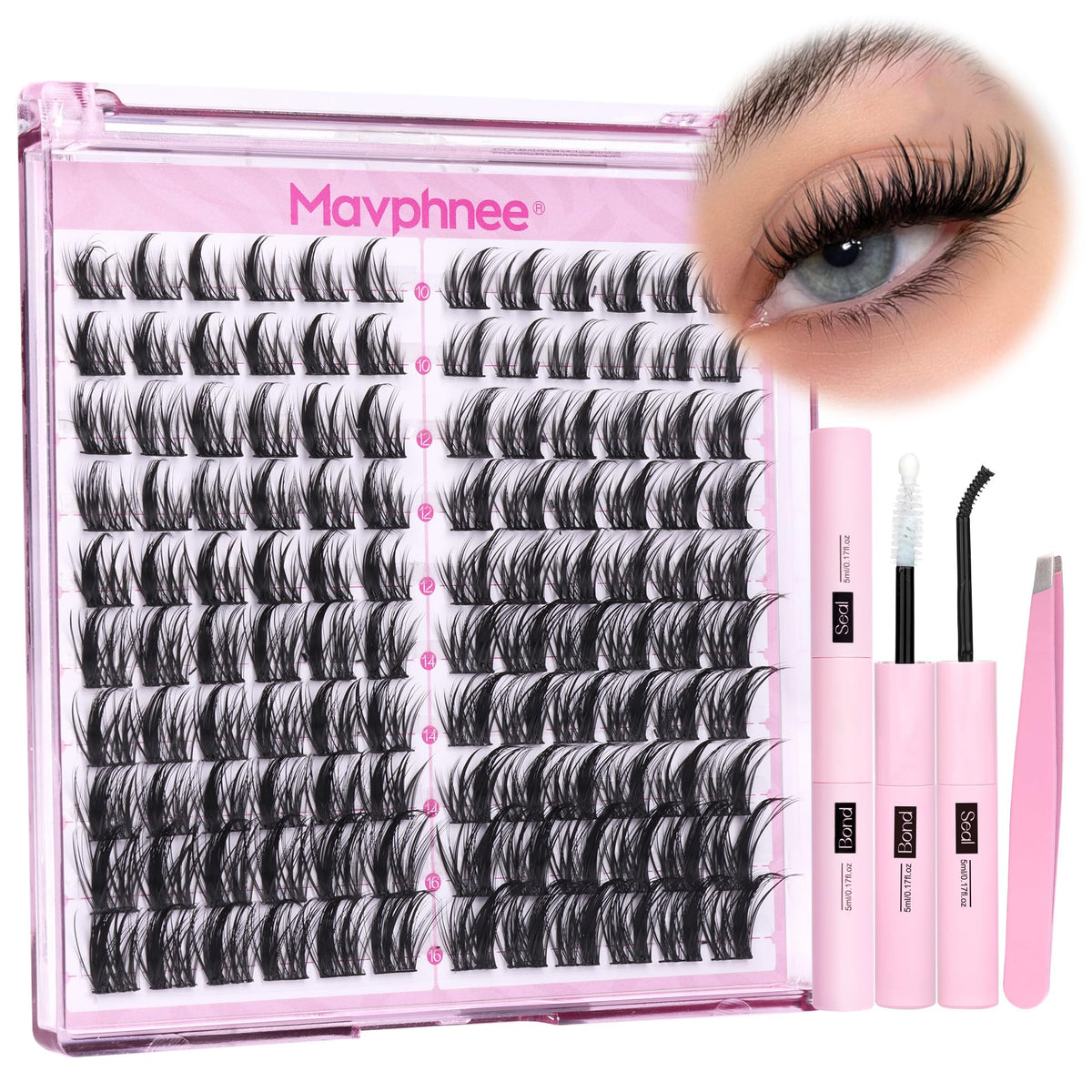 Kit de cils naturels Mavphnee avec 120 cils et accessoires