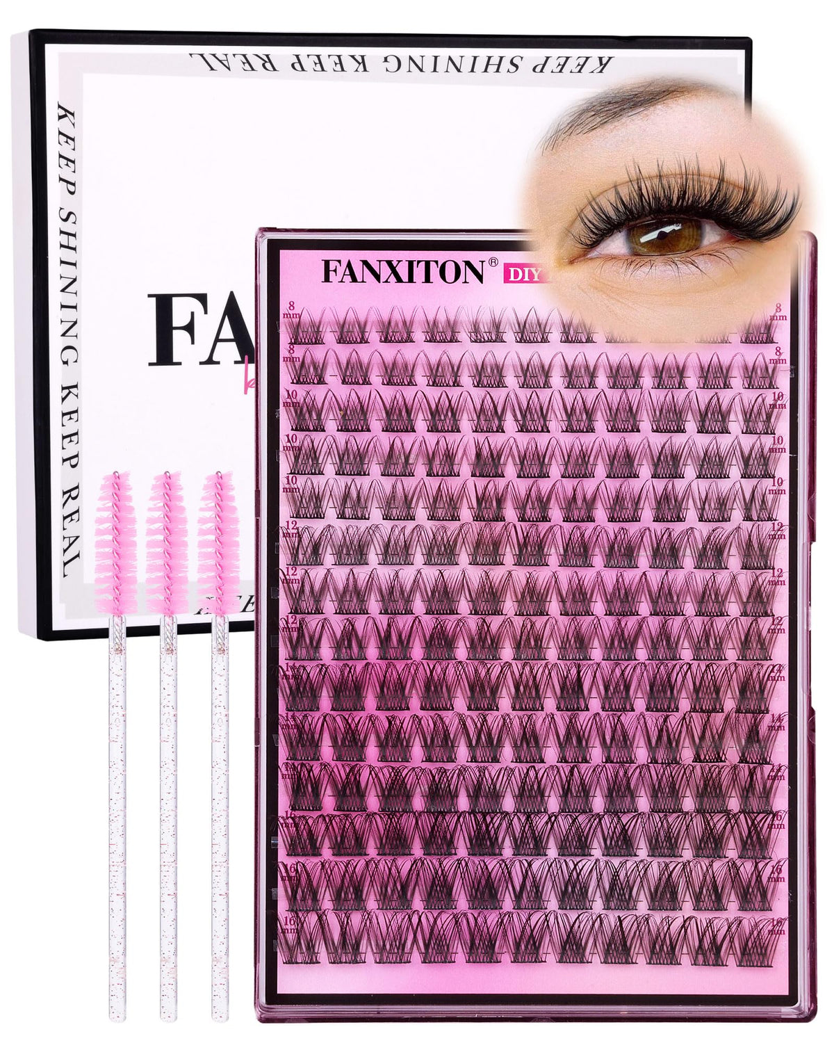 Kit de Cils Naturels Wispy FANXITON vue avant avec 154 pcs