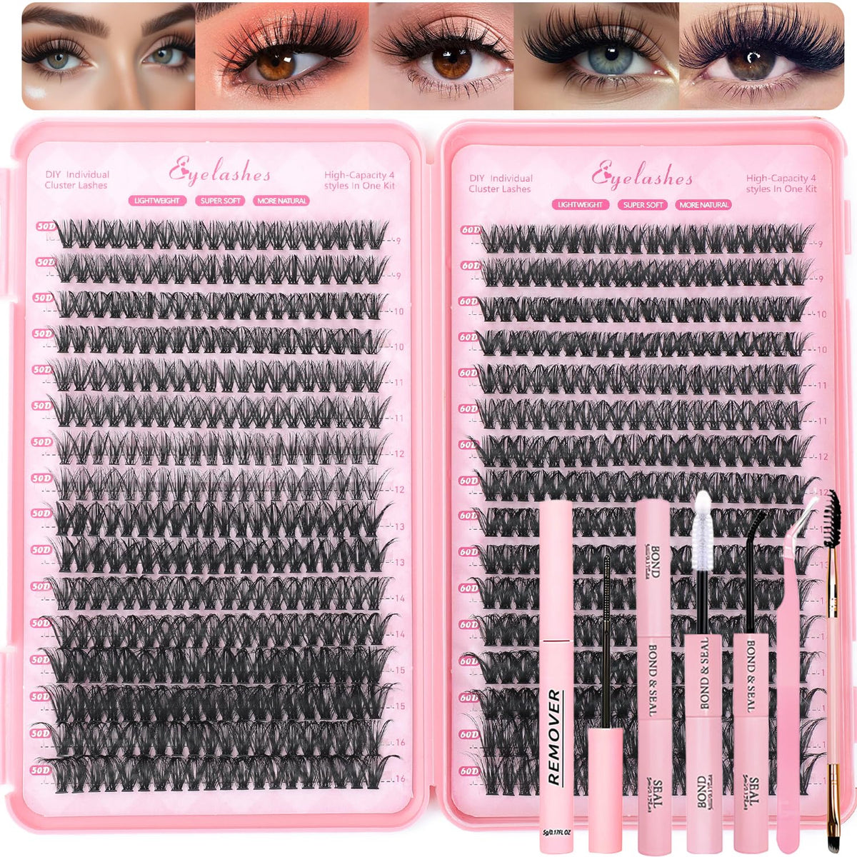 Kit de cils OLLAVO avec 640 pièces en étau, vue de l'avant