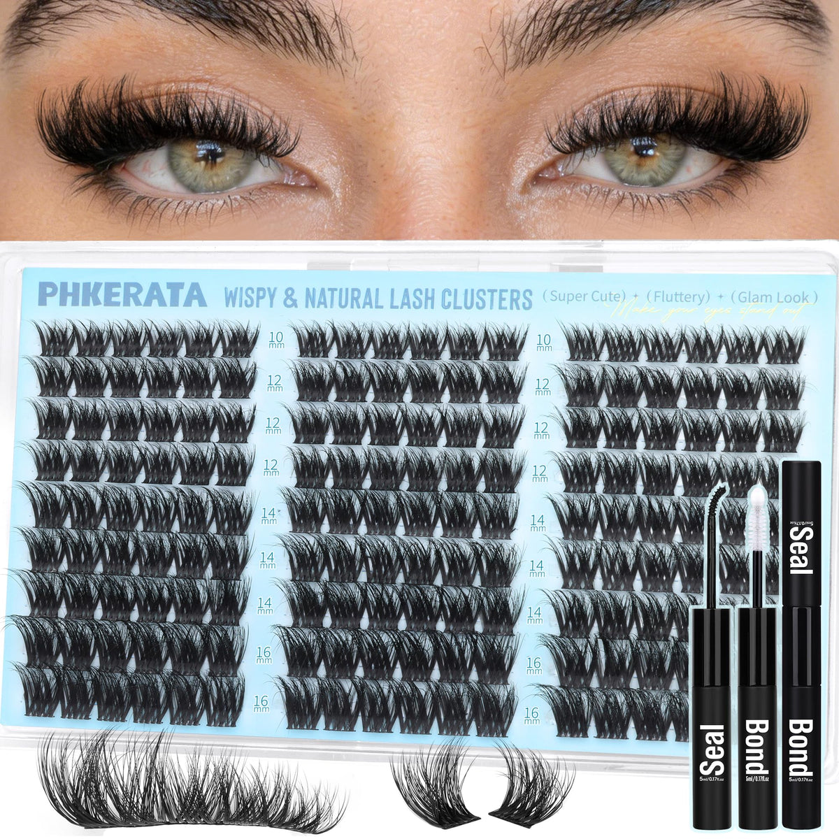 Kit de cils PHKERATA contenant 144 pièces avec emballage