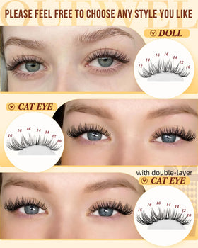 Kit de cils QUEWEL ouvert montrant les accessoires