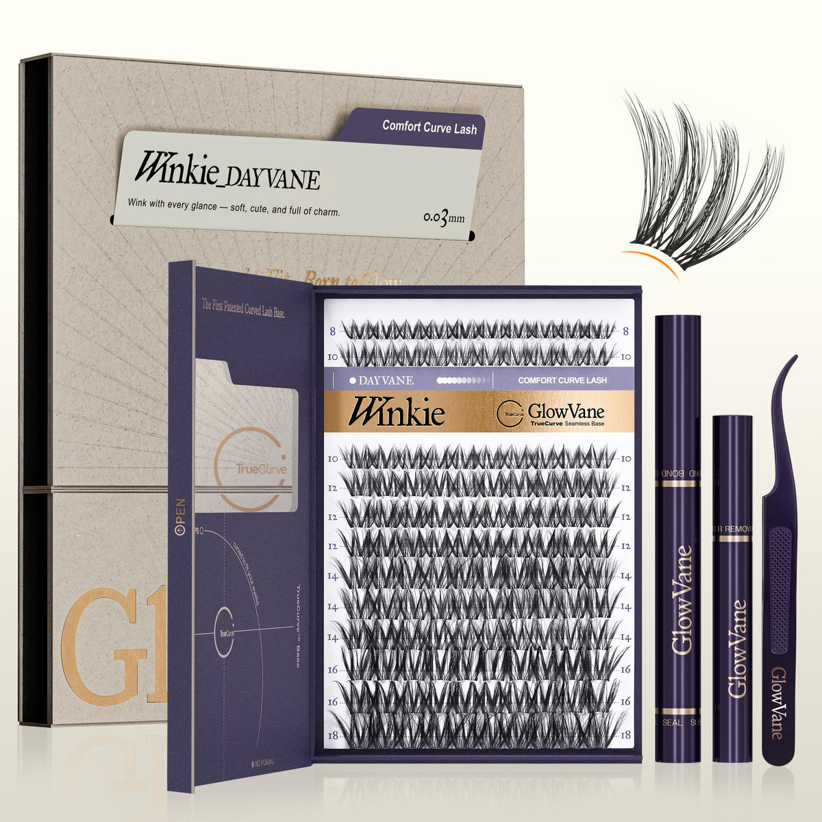 Kit de cils TrueCurve Winkie GlowVane avec boîte éco-responsable