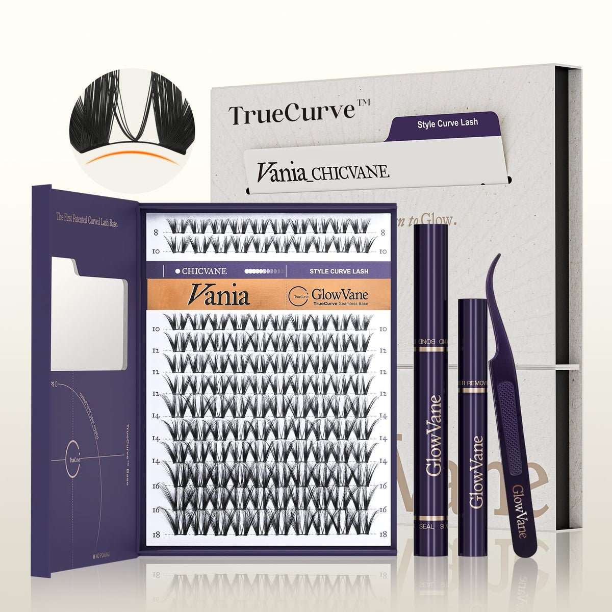 Kit de cils Vania GlowVane en boîte éco-responsable