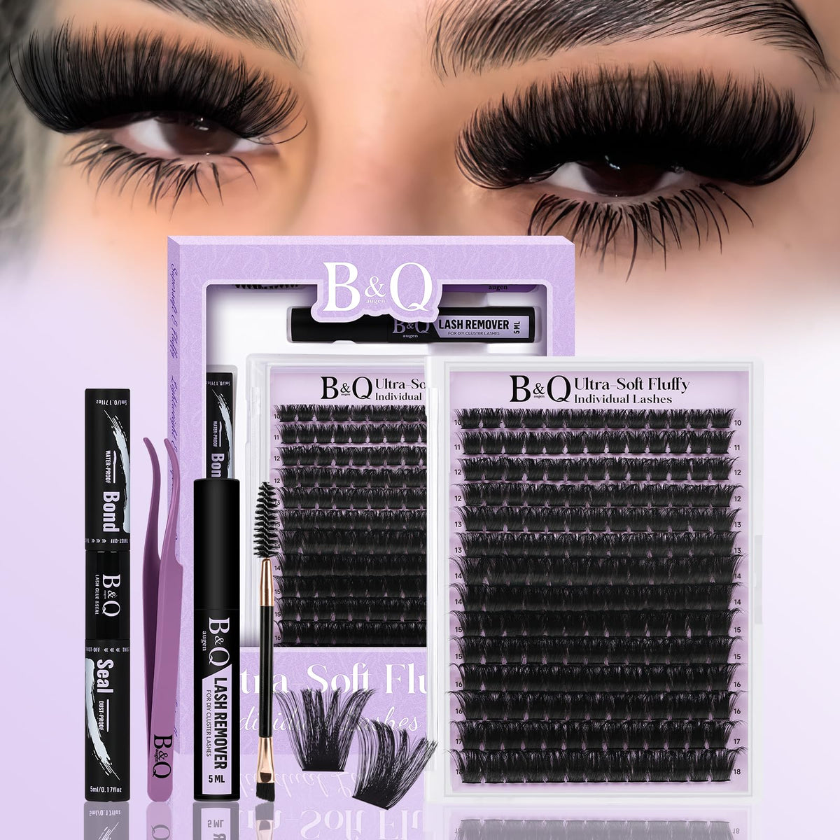 Kit de Cils Volumineux B&Qaugen avec clusters de cils ultra-doux