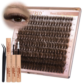 Kit de cils Winifred 80D brun foncé avec accessoires