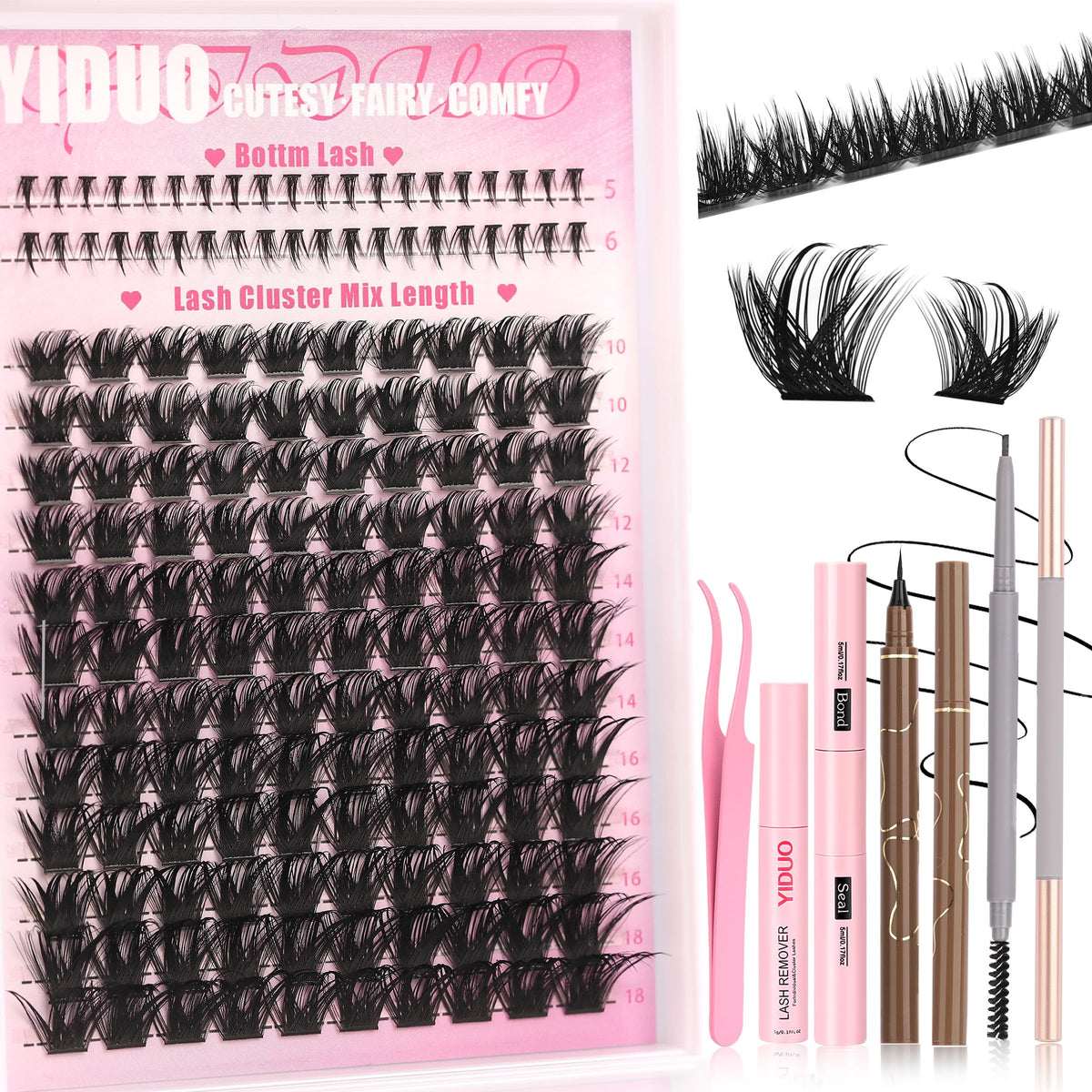 Kit de cils YIDUO avec 120 cils Manga et accessoires