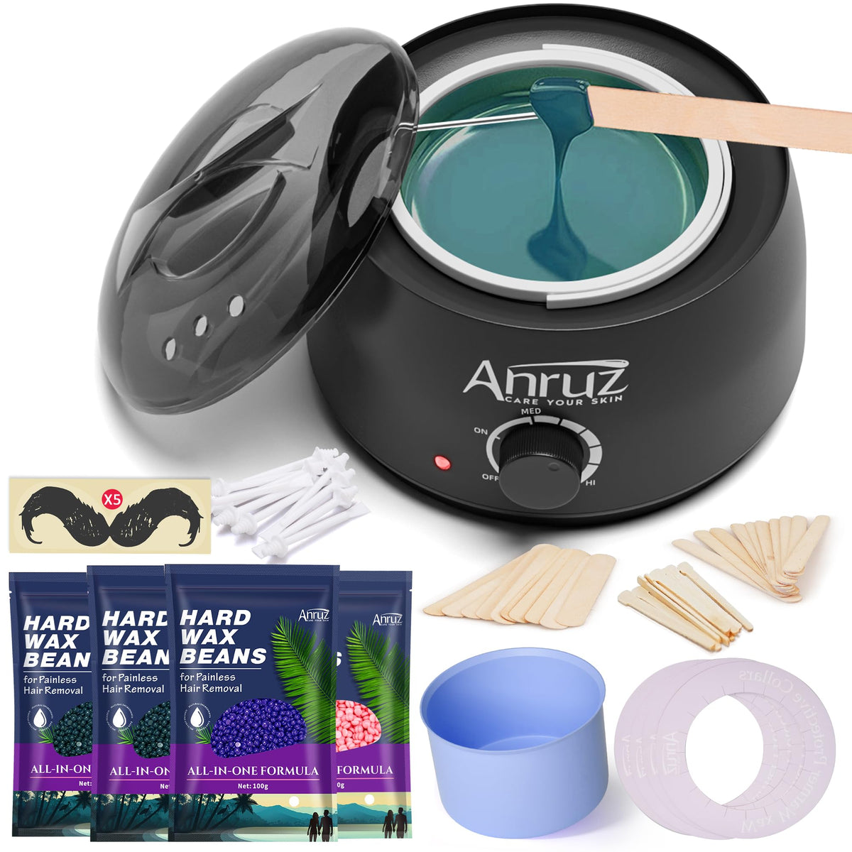 Kit de Cire ANRUZ avec appareil de cire et accessoires