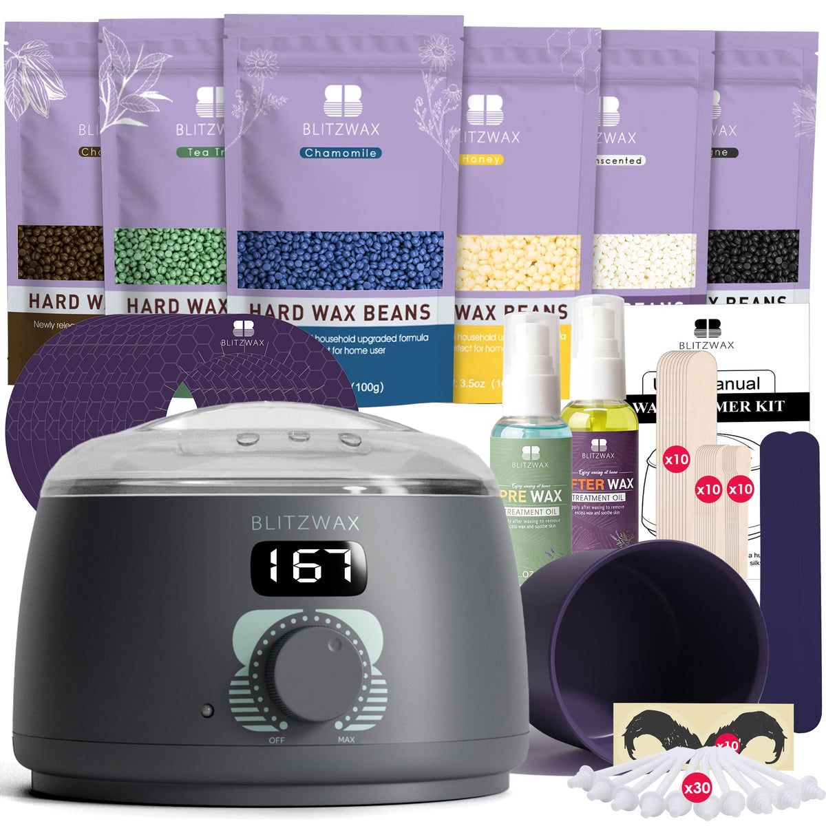Kit de cire BLITZWAX avec réchauffeur de cire, vue de face