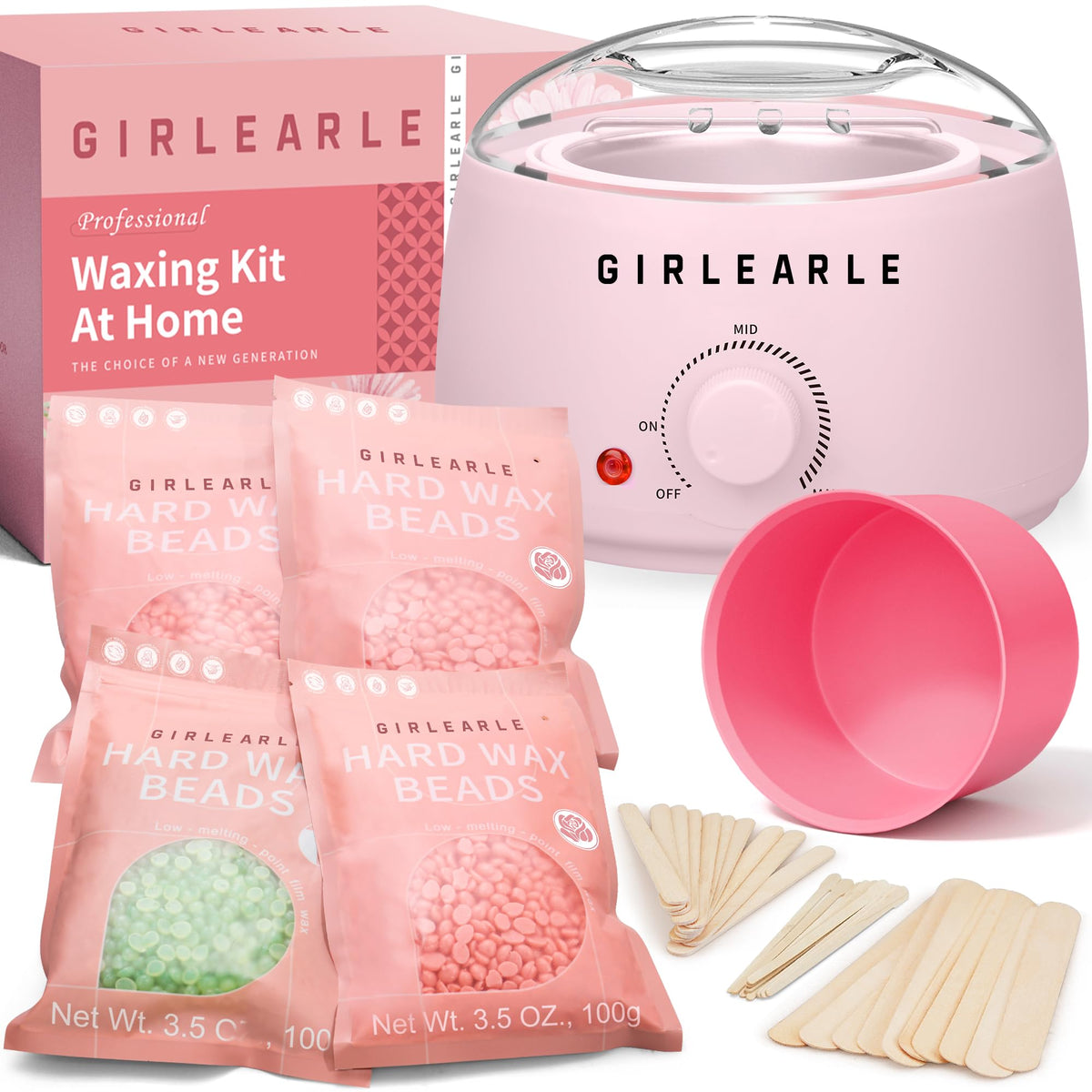 Kit de cire GIRLEARLE avec réchauffeur et outils d'épilation