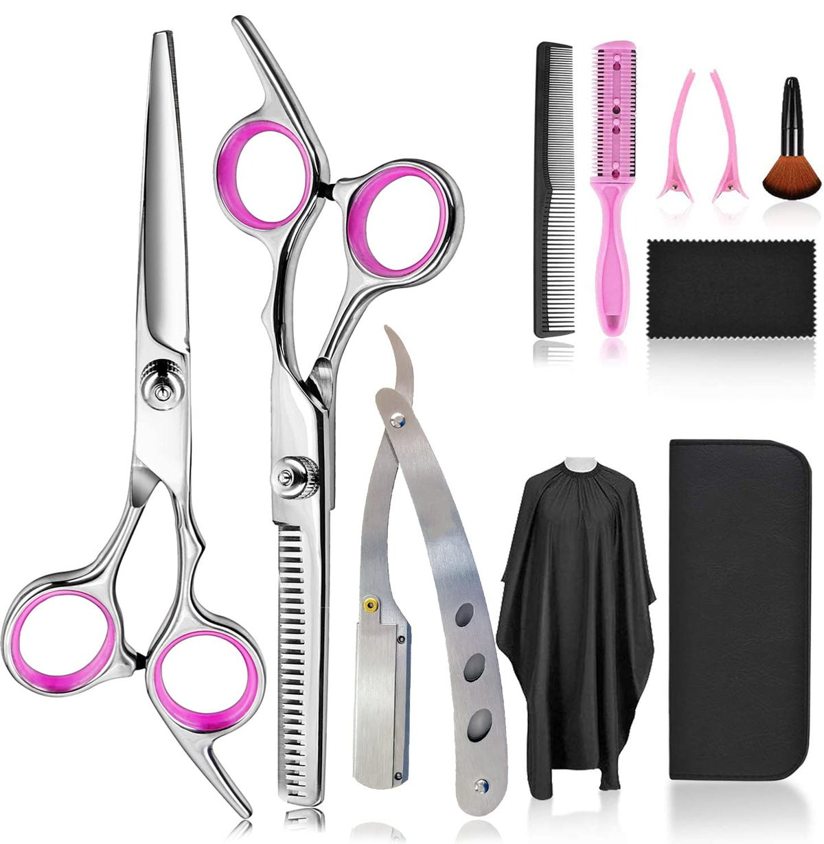 Kit de ciseaux de coiffure Fcysy avec tous les accessoires présentés