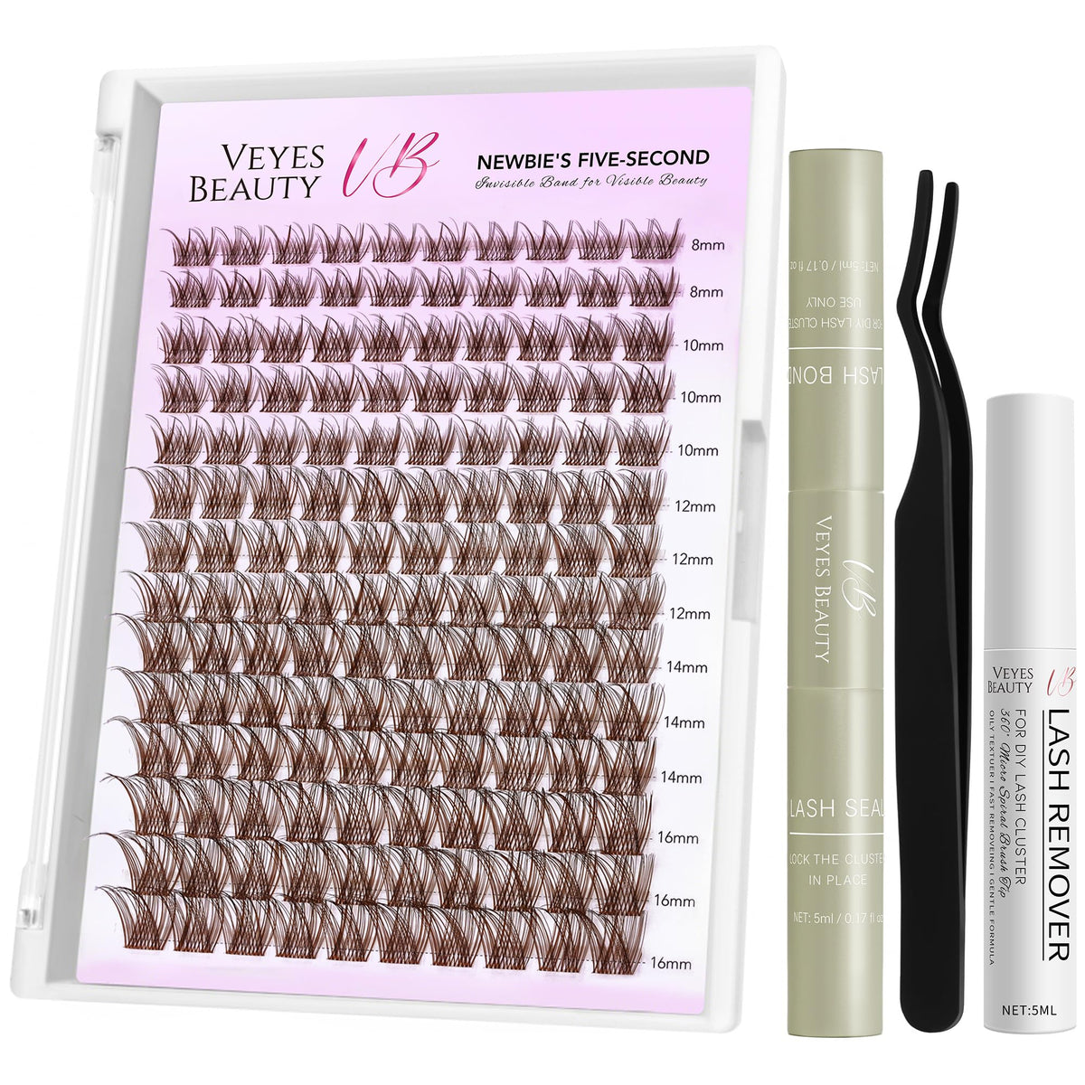 Kit de Clusters de Cils Bruns LuxeBold VEYESBEAUTY vue avant
