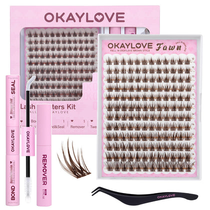Kit de clusters de cils marron OKAYLOVE avec 144 pièces