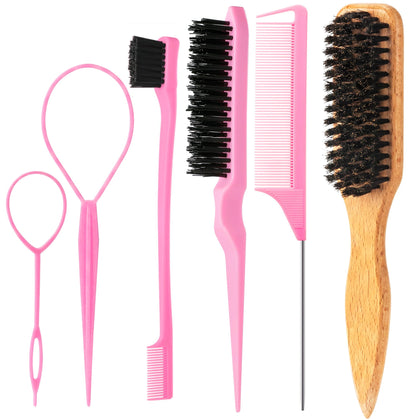 Kit de coiffure Luumxai avec brosse en poils de sanglier et peigne