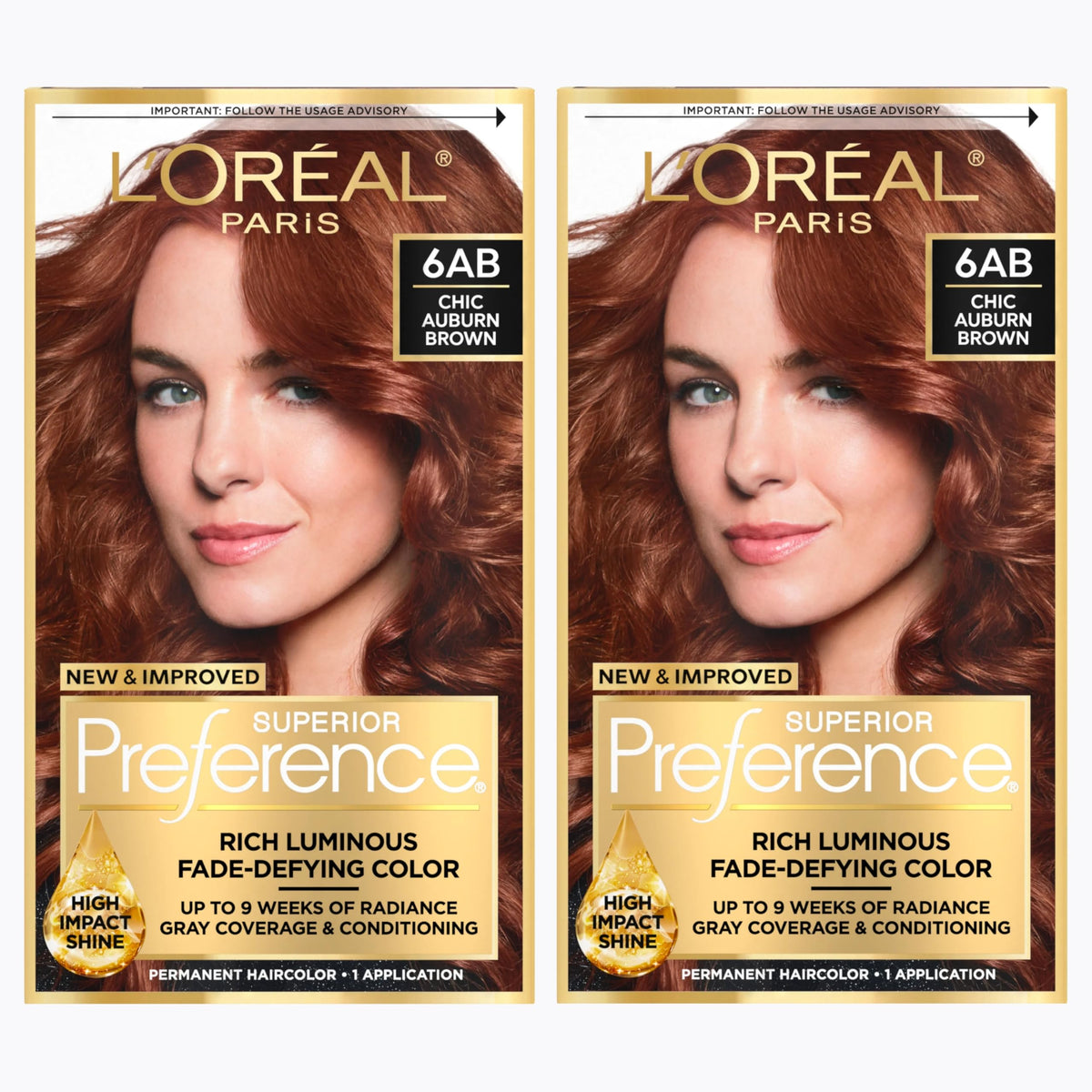 Kit de coloration L'Oreal Paris 6AB Brun Auburn Chic avec tous les accessoires