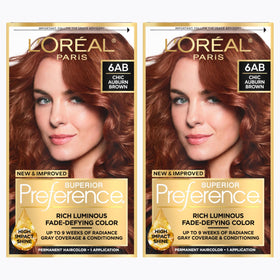 Kit de coloration L'Oreal Paris 6AB Brun Auburn Chic avec tous les accessoires