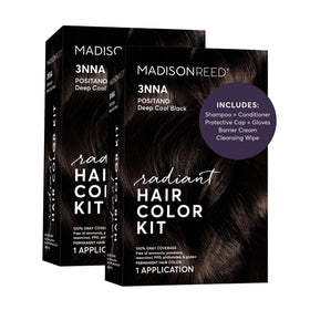 Kit de Coloration Madison Reed 3NNA Brun Noir Froid vue avant avec tous les accessoires
