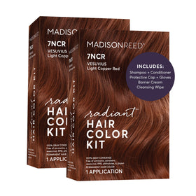 Kit de Coloration Madison Reed 7NCR Rouge Cuivré Clair, vue de face avec les composants