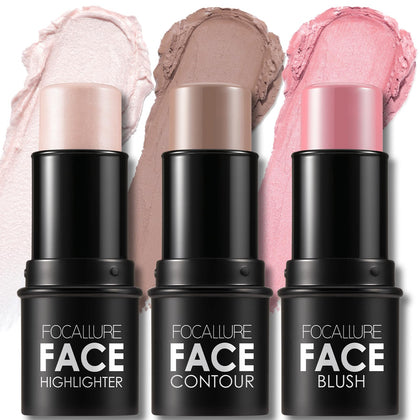 Kit de contour FOCALLURE 3 pièces avec highlighter, bronzer et blush