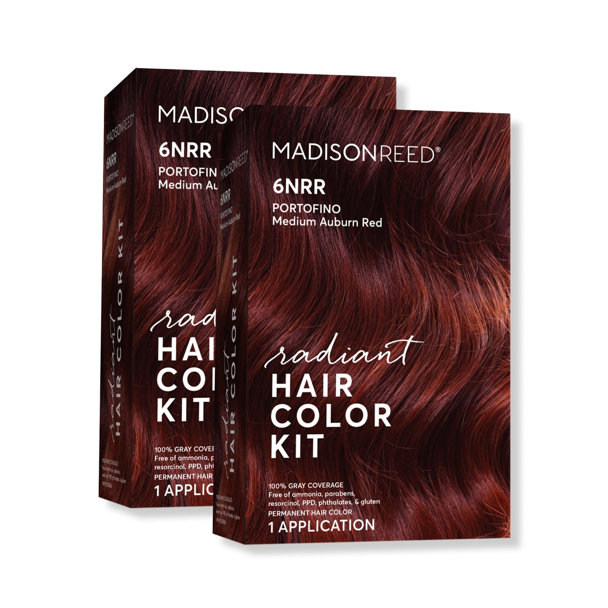 Kit de Couleur Madison Reed 6NRR Rouge Auburn Moyen vue de face