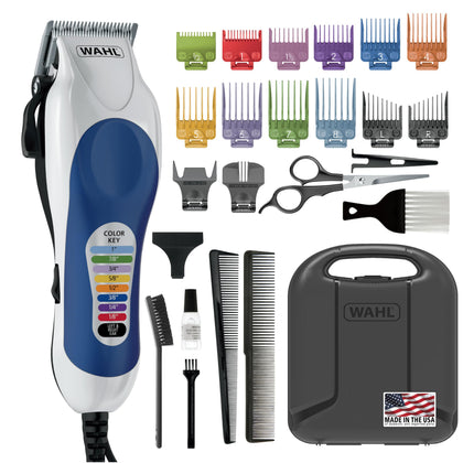 Kit de coupe de cheveux Wahl Color Pro vue de face avec accessoires