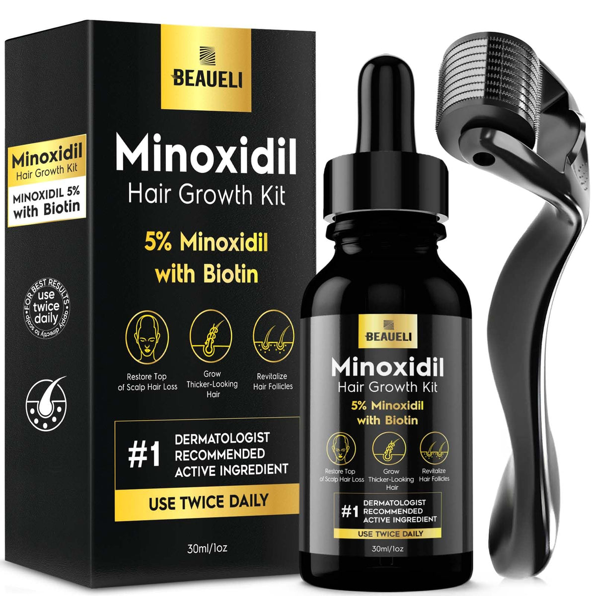 Kit de croissance de barbe beaueli avec flacon et étiquette