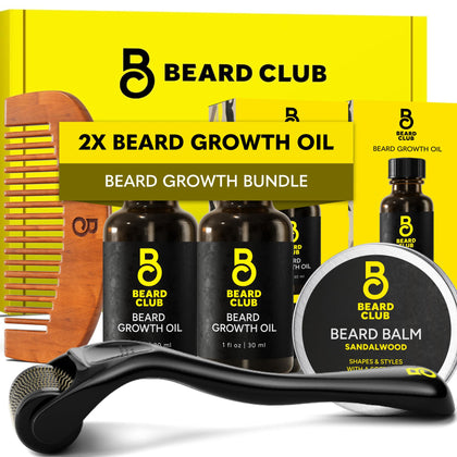 Kit de Croissance de Barbe The Beard Club avec roller et huile