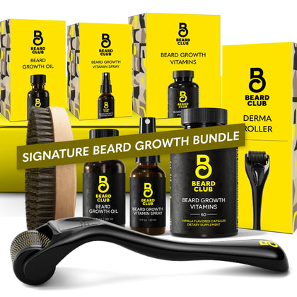 Kit de Croissance de Barbe The Beard Club avec roller et huile
